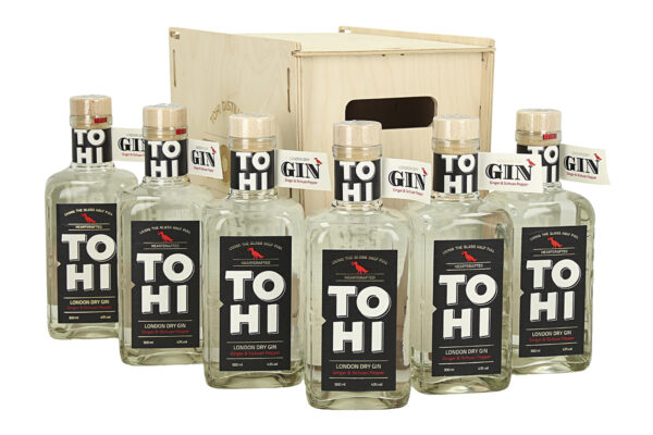 Wooden box Tohi London Dry Gin